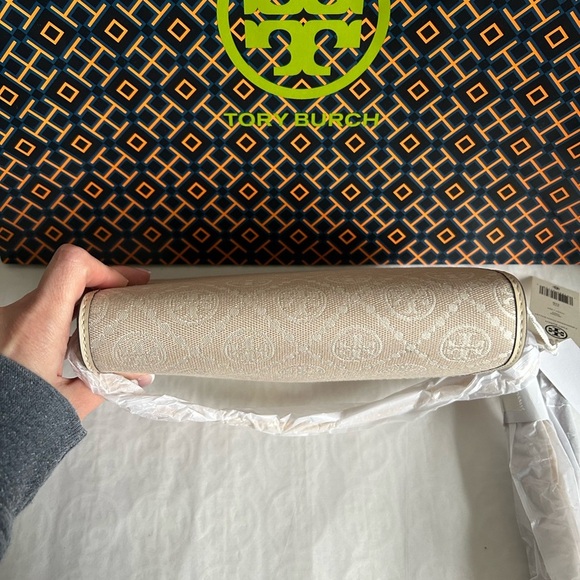 Tory Burch T Monogram Chain Wallet Crossbody Bag Ivory Gold Tan Cream Neutral - Picture 6 of 14